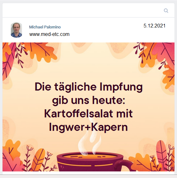 Die
                  t�gliche Impfung gib uns heute: Kartoffelsalat mit
                  Ingwer und Kapern