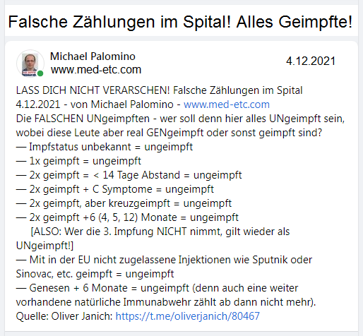 6.12.2021: Falsche Z�hlungen
                        von GENgeimpften und UNgeimpften in Spit�lern -
                        die Liste - die kriminelle L�gerei-Methodik ist
                        international