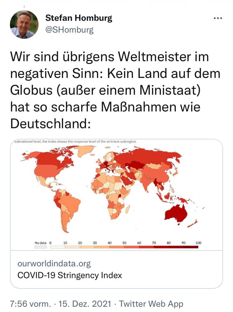 Weltkarte der
                  Coronamassnahmen 15.12.2021: Das 4R ist am
                  schlimmsten