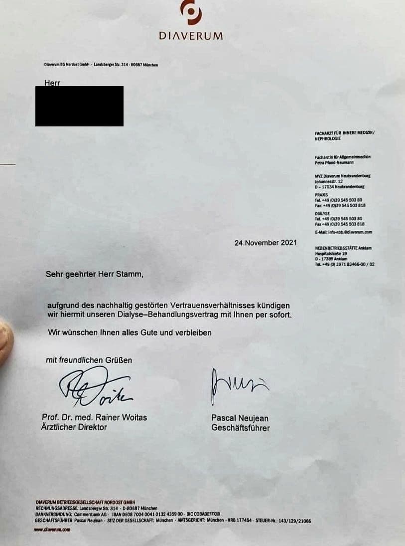 Brief gegen
                              Dialysepatient im 4R 18.12.2021