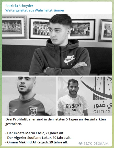 GENimpfmorde bei Fussballspielern
                    26.12.2021: Cacic (23) weg - Lokar (30) weg - Al
                    Raqadi (29) weg