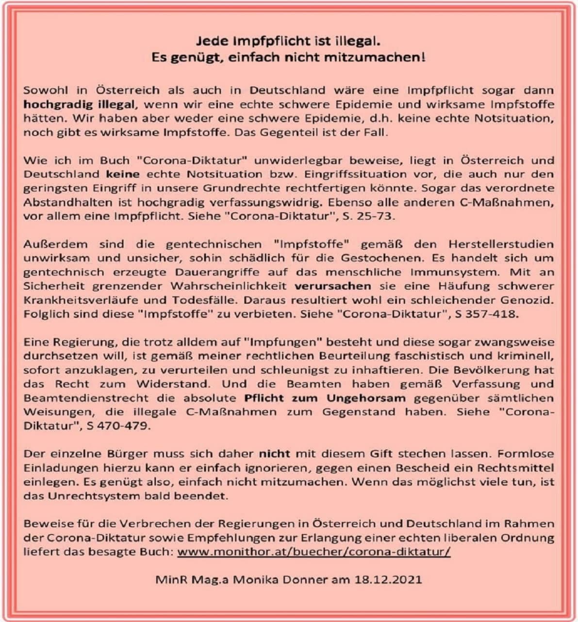 Widerstand weltweit 2.1.2022:
                  Coronamassnahmen sind alle illgal