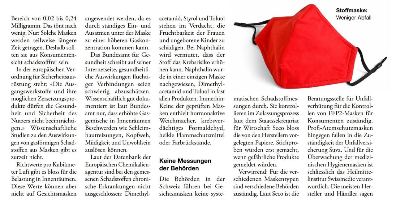 K-Tipp vom 8.9.2021: Spitalmasken
                  sind hochgiftig 07