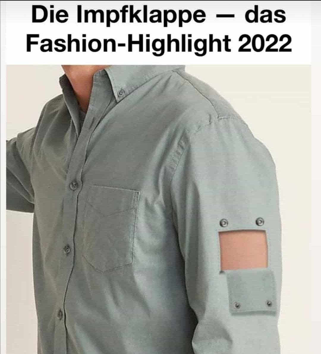 T�dlicher
                  GENimpfwahn mit neuer Mode 5.1.2022: Das Hemd mit
                  Impfklappe am Arm