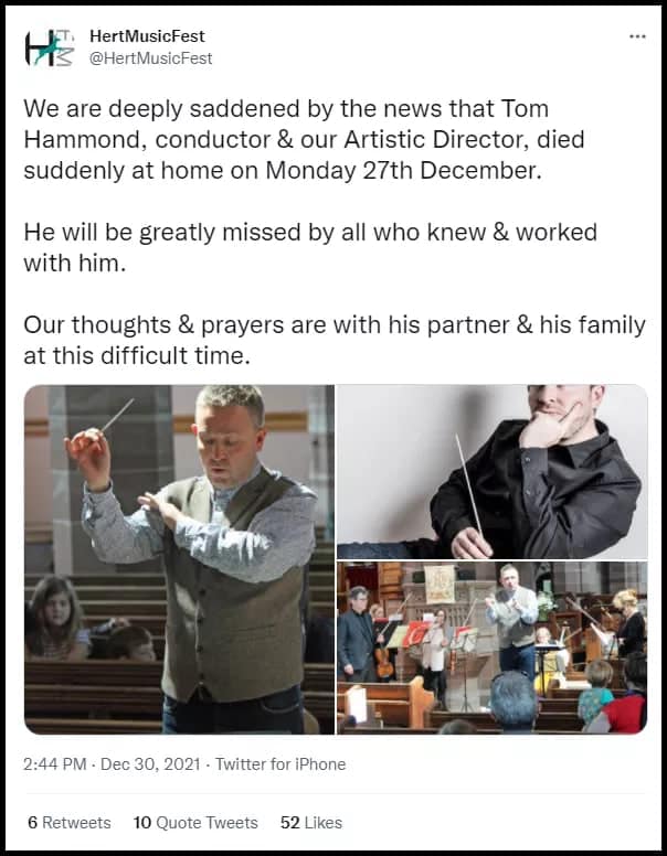 GENimpfmord 1 Woche nach 3. GENimpfung Tom
                  Hammond in London ist weg, Meldung 30.12.2021