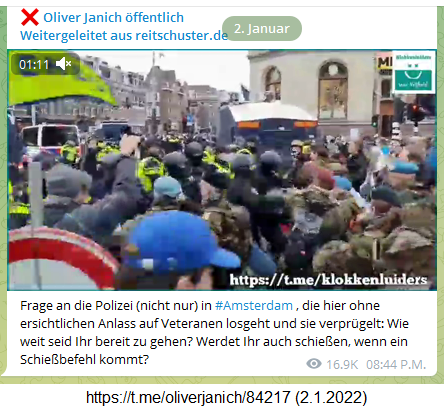 Wahrheit aus Holland: Kriminelle Costapo greift
                Veteranen an, siehe Telegram-Kanal: klokkenluiders