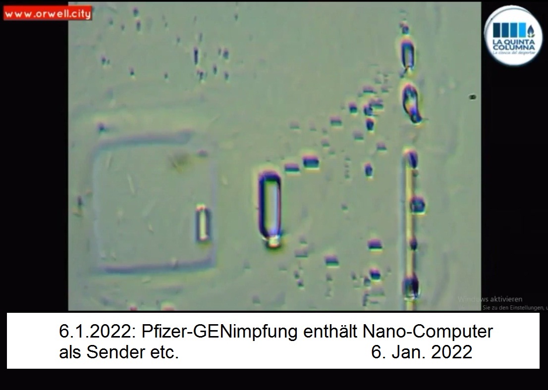 Inhaltsstoffe der
                  Todesspritze von Pfizer 8.1.2022: ist Nanotechnologie
                  mit Nanocomputern wie Sendern! UNFASSBAR
                  Nanotechnologie entsteht in Comirnaty Pfizer Biontech