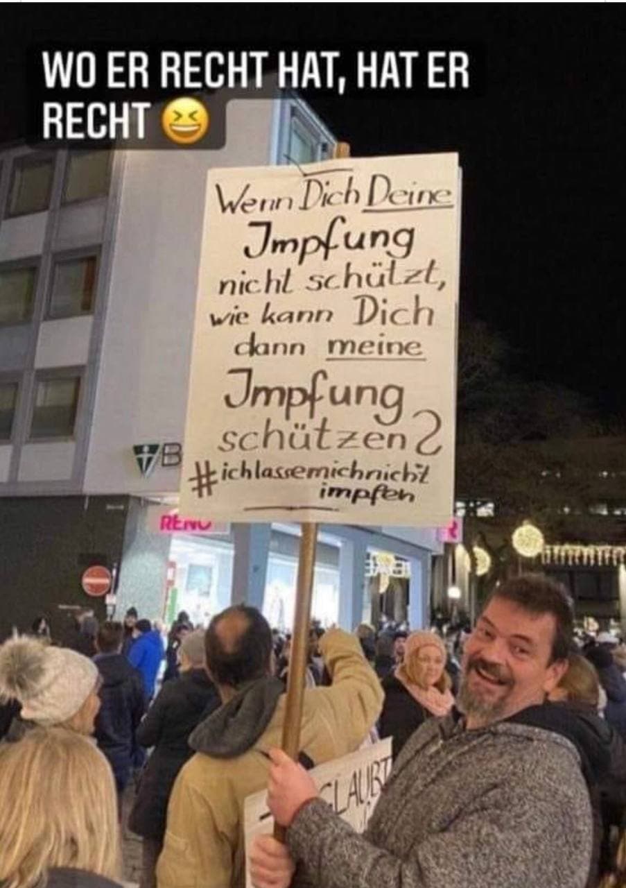 Widerstand gegen unn�tze
                      GENimpfungen 11.1.2022: Wenn dich deine Impfung
                      nicht sch�tzt, dann weg damit