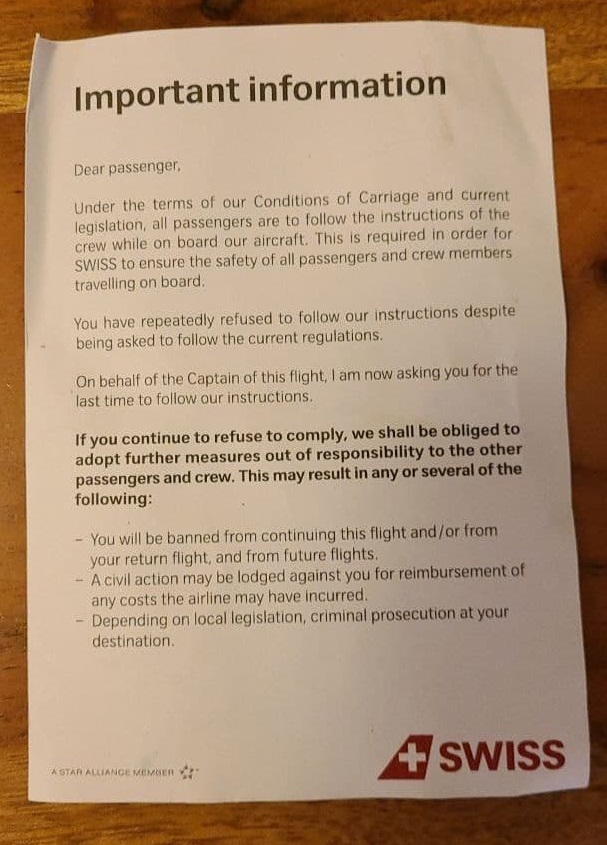 Firmendesaster Swiss 16.1.2022:
                  Drohungen der Nazi-Swiss wegen Maskenwahn - Swiss kann
                  man nicht mehr fliegen!