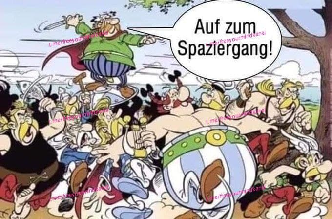 Widerstand weltweit 23.1.2022:
                  Obelix geht auf Spaziergang