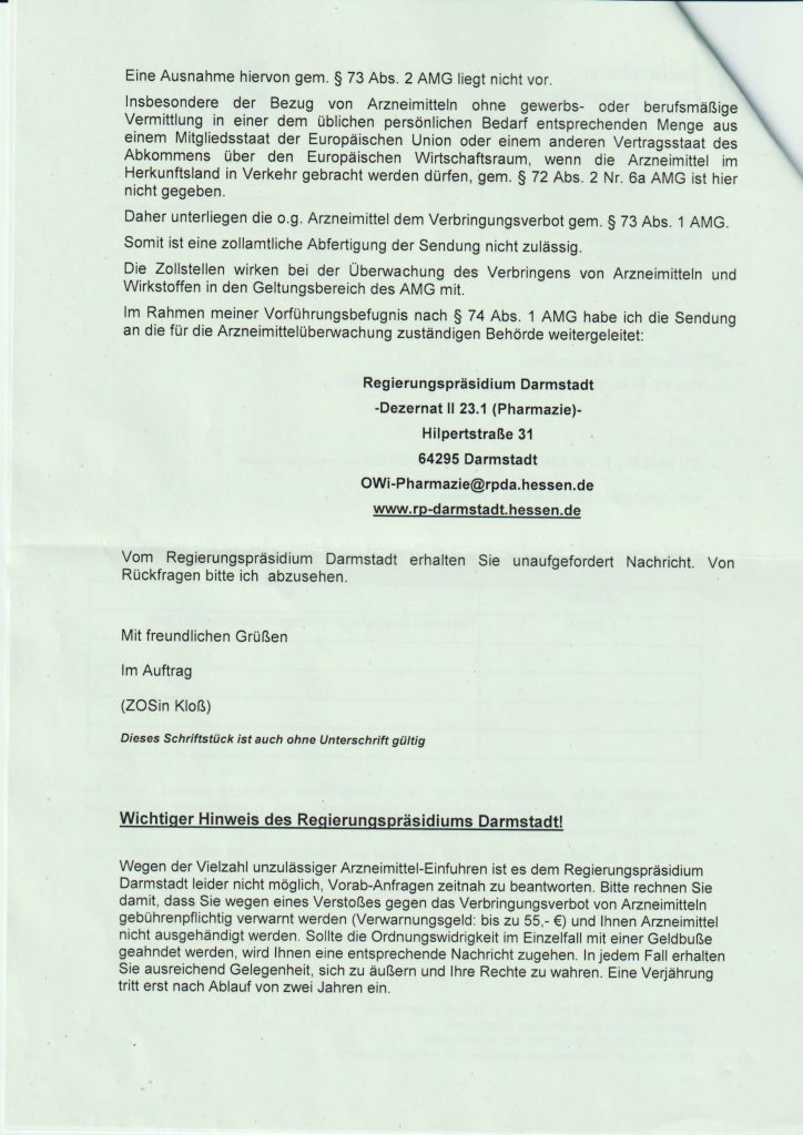 Zoll vom 4R von
                    Impfmonster Scholz l�sst Ivermectin nicht rein 03