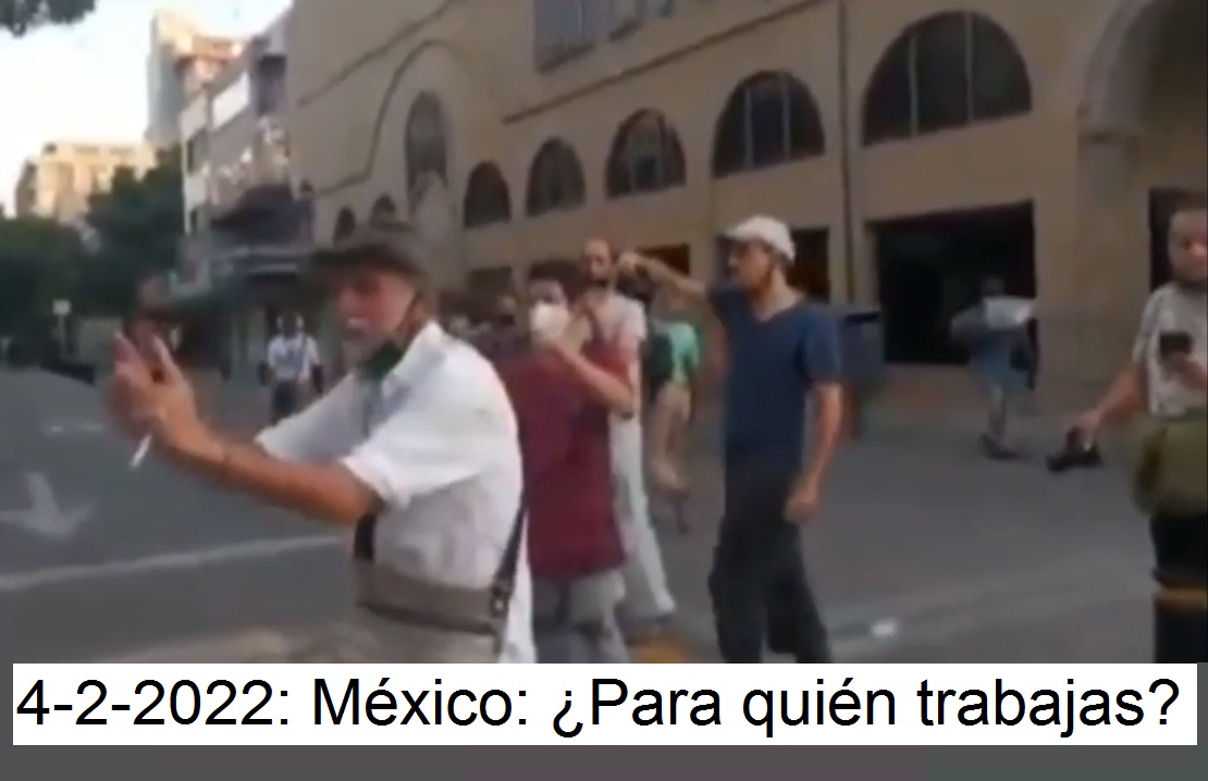 Widerstand in Mexiko 4.2.2022: F�r wen arbeiten
                    die Pitbull-Kriminellen der Costapo? Sie geben keine
                    Antwort: �Para qui�n trabajas?