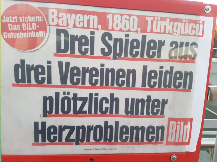 GENimpfschaden bei
                  Fussballclubs in M�nchen 5.2.2022: Drei Spieler von
                  drei Vereinen leiden pl�tzlich unter Herzproblemen