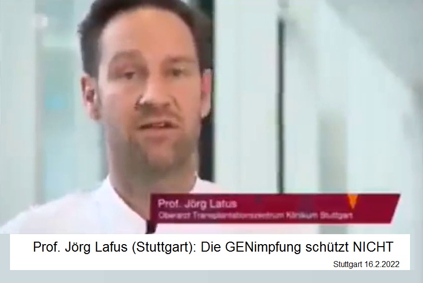 GENimpfung
                    n�tzt nichts gegen Omikron-Corona in der Region
                    Stuttgart 16.2.2022: Verzweifelte
                    Omikron-PatientInnen jammern: Im Klinikum Stuttgart
                    sagt ein Arzt die ganze Wahrheit!