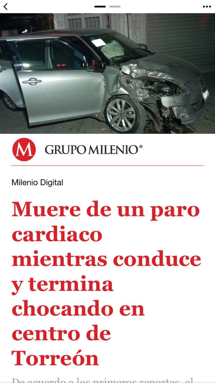 Verdacht Vaccient mit GENimpfmord in
                    Torre�n (Mexiko) 20.2.2022: Autofahrer mit
                    Herzstillstand stirbt am Steeuer und das Auto rast
                    noch auf ein Trottoir und in 1 Baum: Muere de un
                    paro card�aco mientras conduce y termina chocando en
                    centro de Torre�n