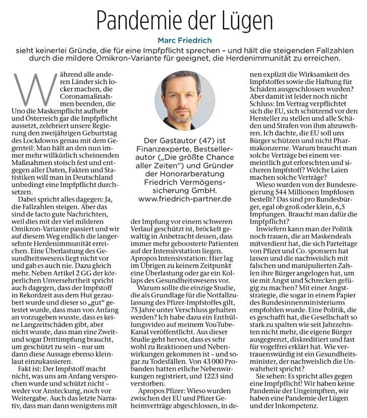 Widerstand in Fulda (4R) am
                  18.3 .2022: Eine Zeitung aus Fulda schreibt etwas:
                  "Pandemie der L�gen": Fuldaer Zeitung (in
                  der Regel ein Arzneimittel-Werbeorgan von der ersten
                  bis zur letzten Seite) vom 17.3.22