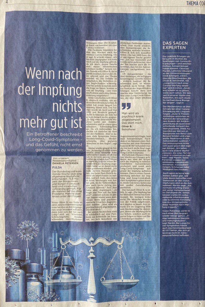 Kriminelle
                  Mossad-Zeitung aus Fulda 31.3.2022: pr�sentiert
                  erstmals GENimpfsch�den: Wenn nach der Impfung nichts
                  mehr gut ist 01