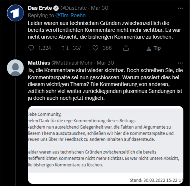 Nebenwirkungen bei der
                  Mossad-ARD im Kommentarbereich 01