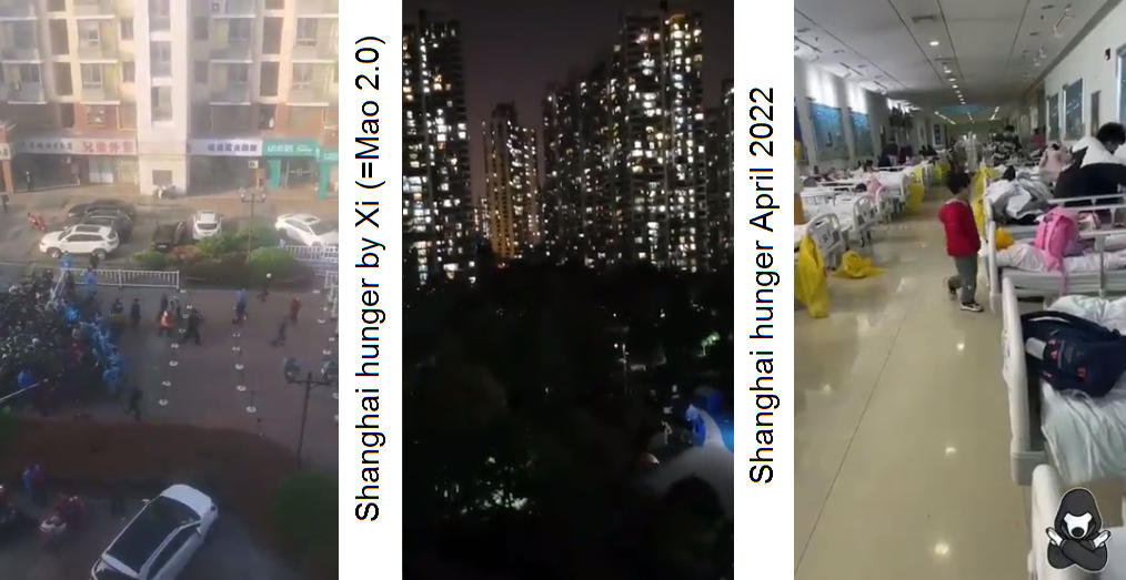 Kriminelles China in
                    Shanghai 11.4.2022: Durchbruch gegen kriminelle
                    Gesundheitsbrigaden - Schreie in der Nacht wegen
                    Hunger - 200 Kinder in einer Schlafhalle