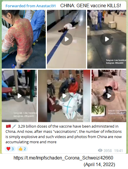 GENimpfschaden China 14.4.2022: Infektionen, Haut
                  platzt auf, Erkrankungen, Ohnmacht, Dauerzittern