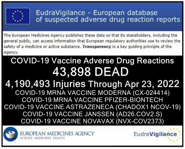Register EudraVigilence, die Anzal
                    SCHLANGENGIFTimpfmorde in der Meldung vom 4.5.2022