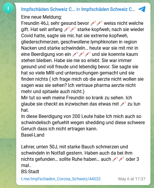 Meldung des
                  SCHLANGENGIFTimpfmords im Kanton Basel-Land 6.5.2022