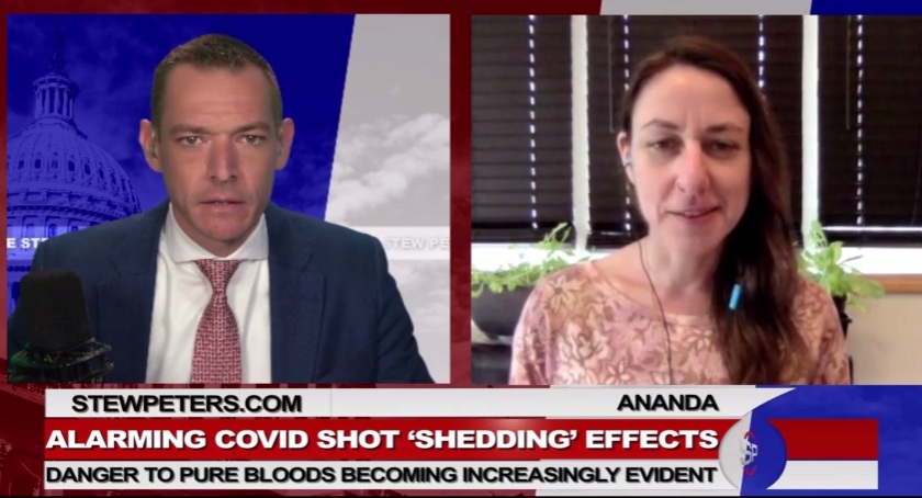 Shedding "USA" 12.5.2022: Akupunkteurin
                Ananda mit Shedding durch PatientInnen: Blutgerinnsel
                ohne Ende - sie kann nicht mehr arbeiten - Stew Peters
                Show: Shocking Covid Shot ‘Shedding’ Effects:
                Acupuncturist Treating Vaxxed Starts Passing Parasites