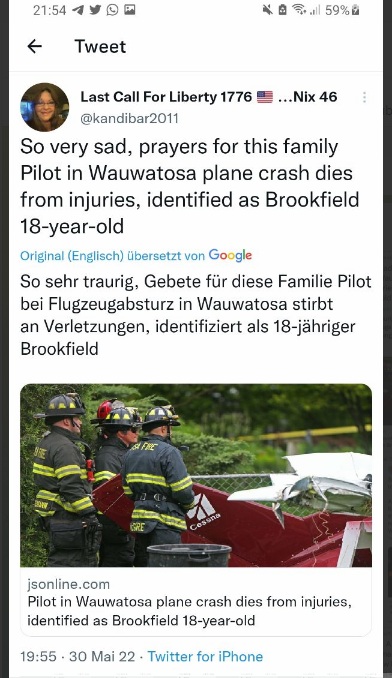 Flugzeugabsturz
                    "USA" 02 in Wauwatosa 30.5.2022