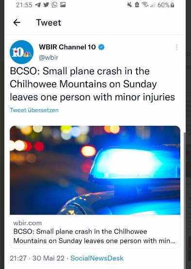 Flugzeugabsturz
                    "USA" 03 in den Chilowee Mountains
                    30.5.2022