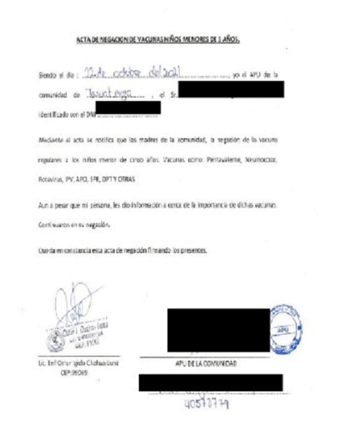 Protestbriefe
                    der Apu-Ureinwohner in Peru von 2021: Ureinwohner
                    von Peru lehnen die SCHLANGENGIFTimpfung ab, Brief
                    6