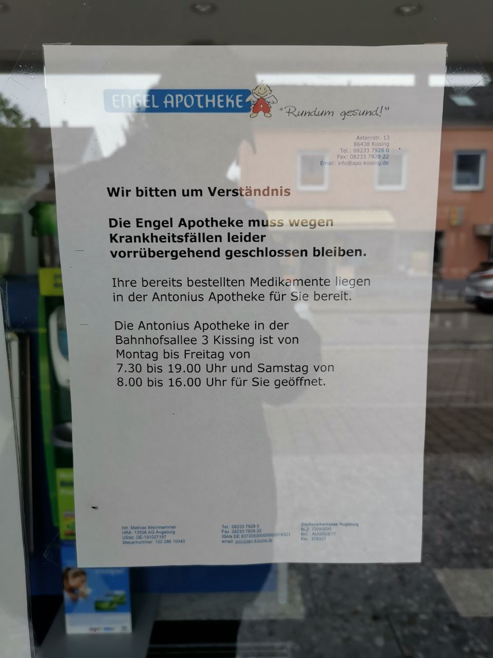 Apotheke im 4R 11.6.2022: hat geschlossen wegen
                    Personalmangels - alle Leute krank