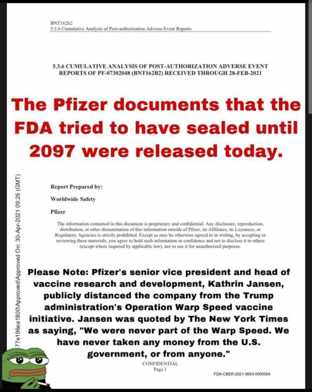 Pfizer-Dokument 01a Titelblatt