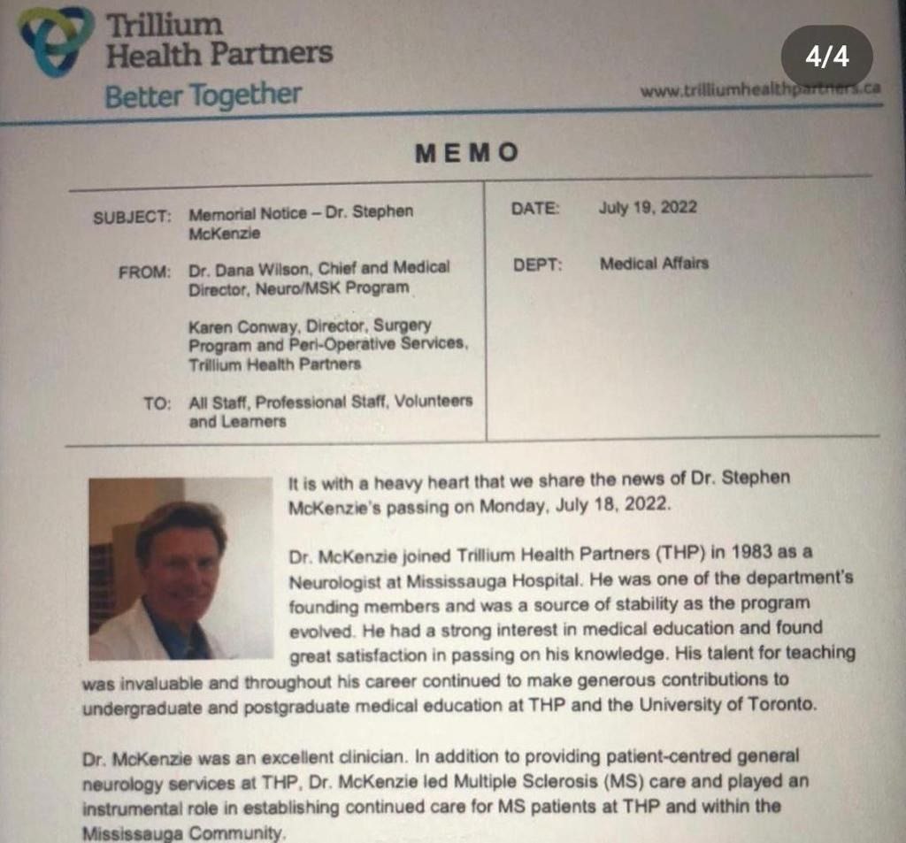 SCHLANGENGIFTimpfmorde Spital in Ontario
                  23.7.2022: Nach der 4. SCHLANGENGIFTimpfung sterben 3
                  �rzte in 1 Woche - Arzt Nr. 2