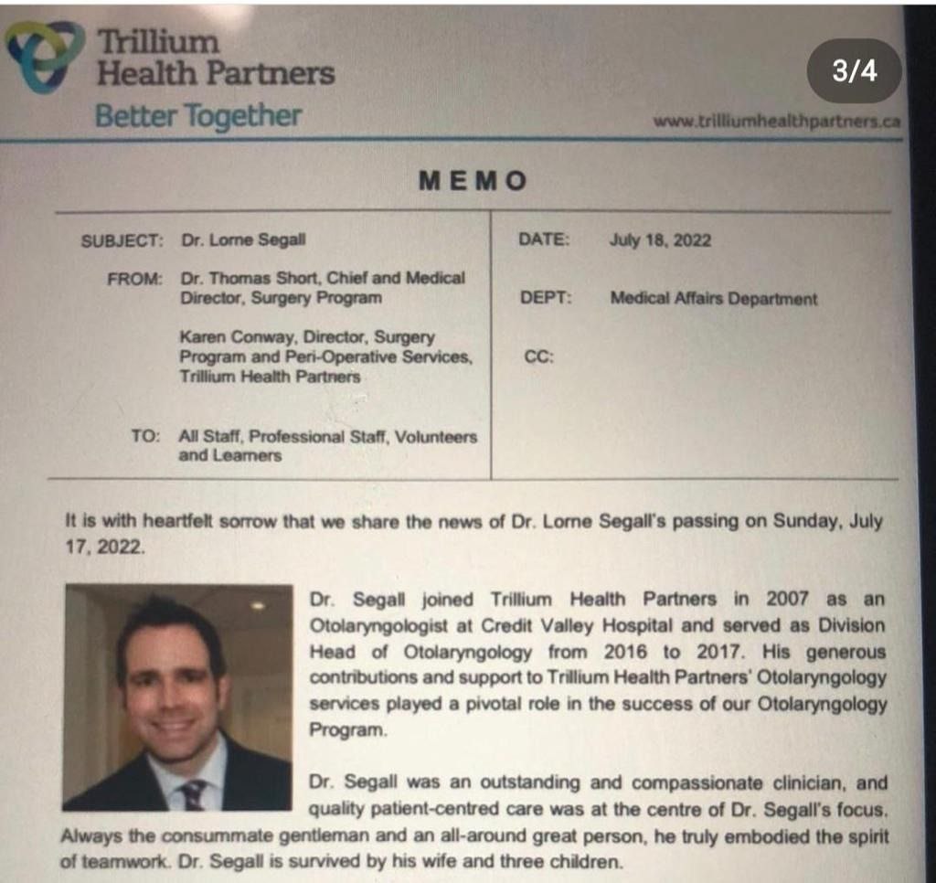 SCHLANGENGIFTimpfmorde Spital in Ontario
                  23.7.2022: Nach der 4. SCHLANGENGIFTimpfung sterben 3
                  �rzte in 1 Woche - Arzt Nr. 3