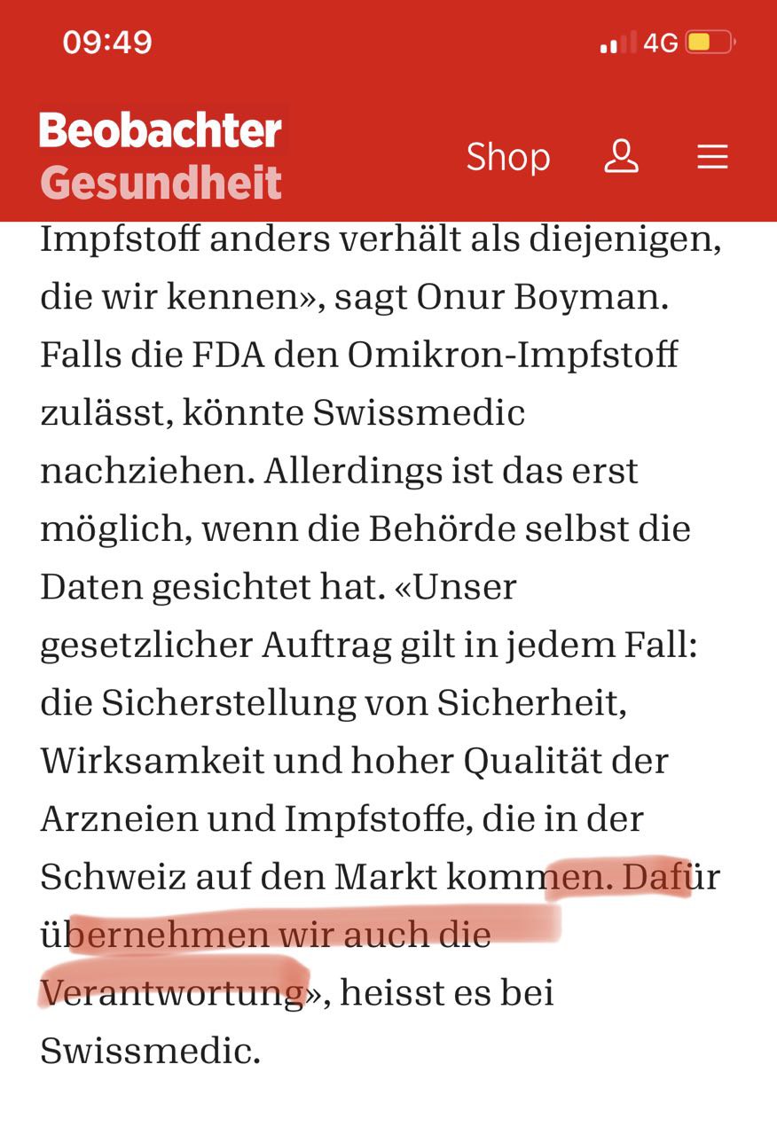 SCHLANGENGIFTimpfschaden Schweiz 7.8.2022:
Kriminelle Swissmedic übernimmt
"Verantwortung" bei Impfschaden SCHLANGENGIFTimpfschaden Schweiz 7.8.2022:
Kriminelle Swissmedic übernimmt
"Verantwortung" bei Impfschaden