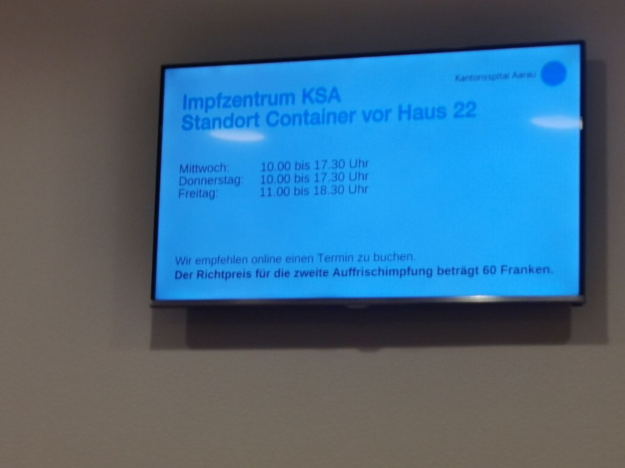 Spitaldesaster 11.8.2022:
                        Kantonsspital Aarau KSA verkauft immer noch
                        "Auffrischungsimpfungen" für 60
                        Franken