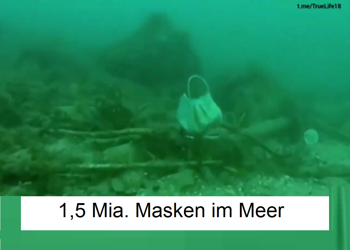 Maskenm�ll weltweit am
                      11.8.2022: "1.500.000.000 Masken bis heute
                      allein in den Meeren!"