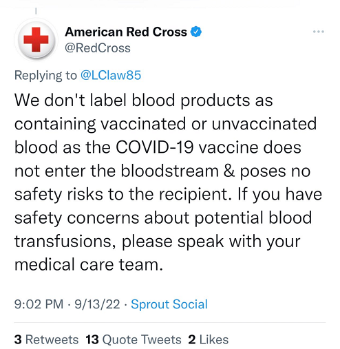 Impfmonster Rotes Kreuz "USA" trennt
geimpftes von UNgeimpftem Blut NICHT Impfmonster
Rotes Kreuz "USA" trennt geimpftes von
UNgeimpftem Blut NICHT