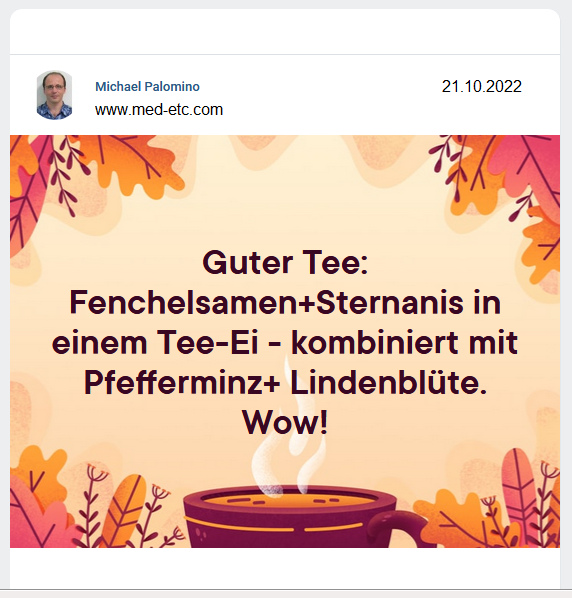 Tee gegen die
"Coronaimpfung":Fenchelsamen+Sternanis+Pfefferminz+Lindenbl�te