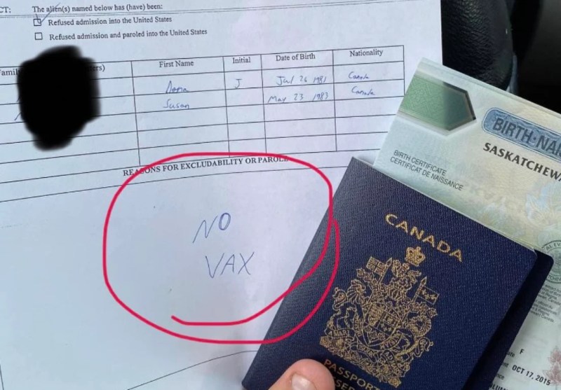 "USA"
                      blockiert die Einreise von UNgeimpftem Kanadier