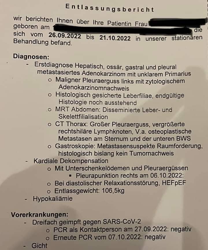 SCHLANGENGIFTimpfschaden 4R am
                    26.10.2022: Mann 3x geimpft mit Turbokrebs: Arzt
                    oder �rztin bewertet die "Coronaimpfung"
                    als Vorerkrankung