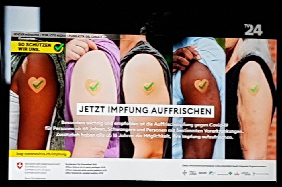 Neue
                    "Corona"-Impfwerbung vom kriminellen BAG,
                    Levy+Berset 29.10.2022: mit Herzpflaster+gr�nem
                    Haken