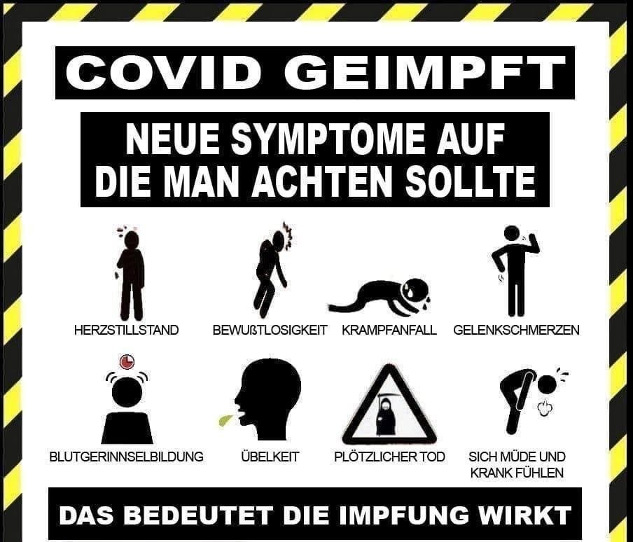 Warnschild: Nebenwirkungen der
                                    "Coronaimpfung"