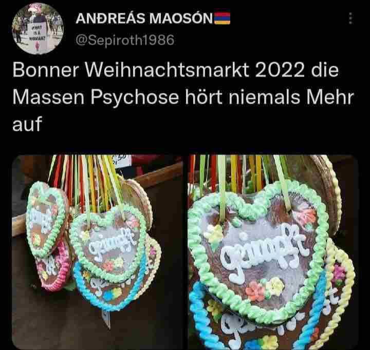 "Corona"-Impfschaden im 4R am
                    8.12.2022: Hirnschaden mit Lebkuchenherzen geimpft
