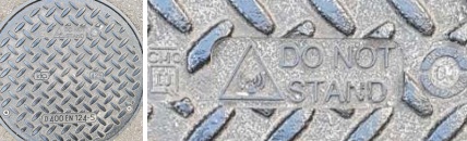 Verdacht 5G in Basel
                    10.5.2023: Neue Dolendeckel warnen, dort nicht
                    stehenzubleiben: "Do not stand"