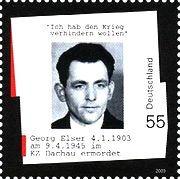 Politischer Held: Georg Elser
                          (Hitler-Attent�ter in M�nchen 1939), auf einer
                          Briefmarke von 2003