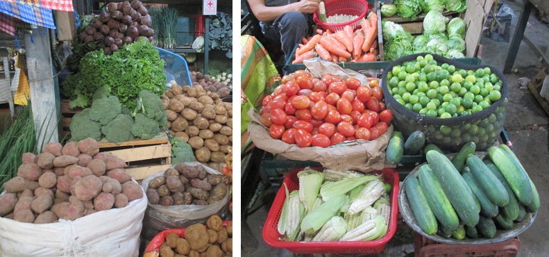 Gemüse auf einem Markt in
                                      Lima 2019: Kartoffeln, Brokkoli,
                                      Salat, Karotten, Tomaten, Mais,
                                      Gurken