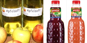 น้ำผลไม้เช่นแอปเปิ้ลน้ำผลไม้,
                      น้ำองุ่นและน้ำผลไม้ส้มโอ