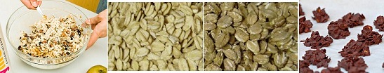 Getreideflocken, z.B. eine
                      Bircher-M�sli-Mischung, Haferflocken,
                      Roggenflocken, und Schokoladenflocken (Crispies)