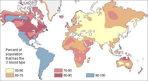 Mapa: Grupo
                  sangu�neo 0 universal de hoy